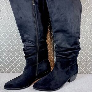 Lumuta Black Suede Knee High Boots Size 9.5